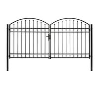 Puerta de valla ASSEN de doble puerta con arco superior de acero, 300 x 150 cm