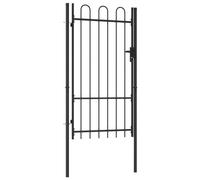 Puerta de valla BOXTEL de una puerta con arco superior de acero, 1x1,75 m, negro