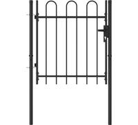 Puerta de valla BOXTEL de una puerta con arco superior de acero, 1x1 m, negro