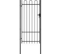 Puerta de valla BOXTEL de una puerta con arco superior de acero, 1x2 m, negro