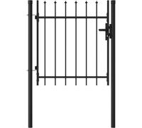 Puerta de valla BOXTEL de una puerta con punta de pincho de acero, 1x1 m, negro