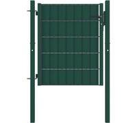 Puerta de valla de PVC y acero 100 x 81 cm verde