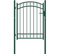 Puerta de valla EMMEN, acero, con arco superior, 100 x 98,5 cm, color verde