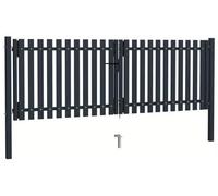 Puerta doble de acero – Puerta para jardín – Valla de seguridad – 306 x 125 cm, color antracita