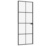 Puerta Interior de vidrio templado y aluminio negro 76x201,5 cm, vidaXL