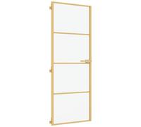 Puerta interior delgada dorada vidaXL, 76 x 201,5 cm, con cristal templado y aluminio