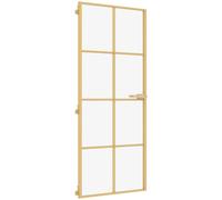 Puerta interior delgada dorada vidaXL, 83x201,5 cm, con cristal templado y aluminio