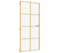 Puerta interior delgada dorada vidaXL, 93x201,5 cm, con cristal templado y aluminio