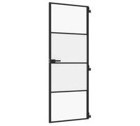 vidaXL Puerta interior delgada negra con vidrio y aluminio 76x201,5 cm