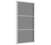Puerta interior vidaXL, 102,5 x 201,5 cm, blanca, con vidrio de seguridad (ESG) y marco de aluminio