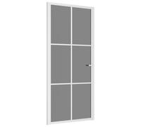 Puerta interior vidaXL de 93x201,5 cm, color blanco, con vidrio de seguridad (ESG) y marco de aluminio