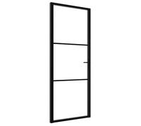 vidaXL Puerta interior Vidrio ESG y Aluminio Negro 76x201,5 cm