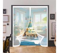 Puerta Magnética 100 x 160 cm Cierre Automático de Arriba a Abajo, Mantiene El Aire Fresco Dentro y Los Bichos Fuera Mosquitera para Puertas para Sala de Estar, Patio, Blanco