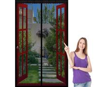 Puerta Magnética 110 x 130 cm Mantiene El Aire Fresco Dentro y Los Bichos Fuera, Cinta Mágica, Imanes Cierre Automático, Cortina Magnética a Prueba de Mosquito para Patio/Balcón, Negro