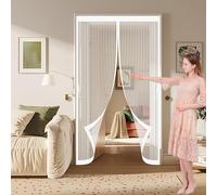 Puerta Magnética 110 x 160 cm Cierre Automático de Arriba a Abajo, Mantiene El Aire Fresco Dentro y Los Bichos Fuera Cortina Mosquiteras para Puertas para Sala de Estar, Patio, Blanco