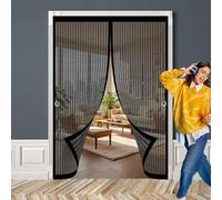 Puerta Magnética 125 x 200 cm Cierre Automático, Automáticamente y Mantiene El Aire Fresco, La Cortina Magnética Es Ideal Puerta de Malla para Puertas Del Balcón, Negro