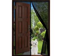 Puerta Magnética 125 x 200 cm Mantiene El Aire Fresco Dentro y Los Bichos Fuera, Cinta Mágica, Imanes Cierre Automático, Cortinas Antimoscas Puerta, Cortina de Malla para Patio/Balcón, Negro