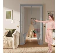 Puerta Magnética 90 x 190 cm Cierre Automático de Arriba a Abajo, Mantiene El Aire Fresco Dentro y Los Bichos Fuera Cortina Mosquiteras para Puertas para Sala de Estar, Patio, Gris
