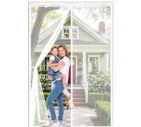 Puerta Mosquitera 120 x 185 cm Mantiene El Aire Fresco Dentro y Los Bichos Fuera, Cinta Mágica, Imanes Cierre Automático, Cortina Mosquitera Magnetica para Balcón/Patio, Blanco
