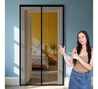 Puerta Mosquitera 120 x 185 cm Mantiene El Aire Fresco Dentro y Los Bichos Fuera, Cinta Mágica, Imanes Cierre Automático, Cortina Contra Mosquitos con Imanes para Balcón/Patio, Negro