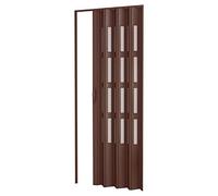 Puerta plegable de interior en kit con cristales de PVC nogal 82 x 210 cm mod. Sonia