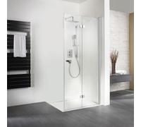 Puerta plegable HSK Exklusiv para panel lateral, medidas: 100 x 200 cm, tope a la derecha, 407100-R-01-50edelglas, Cabinas de ducha: Aluminio-plata mate: ESG transparente con vidrio noble