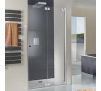 Puerta plegable HSK K2P en nicho, dimensiones: 75,0 cm x 200,0 cm, tope a la derecha, 2108075-R-41-50edelglas, Cabinas de ducha: Aspecto cromado: ESG transparente con cristal precioso