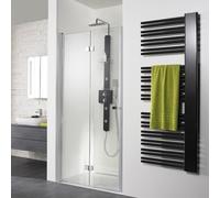 Puerta plegable para nicho HSK Exklusiv, tamaño: 75 x 200 cm, tope con bisagra a la izquierda, 406075-L-ST-50edelglas, Cabinas de ducha: Colores estándar: ESG transparente con vidrio precioso