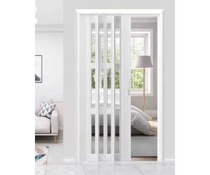 Puerta Plegable Puerta Plegable Interior de Pvc, Puerta Corrediza para Pasillo de Dormitorio, Separador de Ambientes, Mampara de Puerta Plegable, Puertas de Acordeón para Entrada de Armario(White,28x8