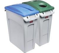 Puesto de clasificación de materiales SLIM JIM®, juego de 2 Rubbermaid, 2 x 60 l, boca para papel/botellas