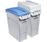 Puesto de clasificación de materiales SLIM JIM®, juego de 2 Rubbermaid, 2 x 60 l, tapa oscilante/boca para papel