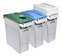 Puesto de clasificación de materiales SLIM JIM®, juego de 3 Rubbermaid, capacidad 3 x 60 l