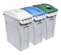 Puesto de clasificación de materiales SLIM JIM®, juego de 3 Rubbermaid, capacidad 3 x 60 l