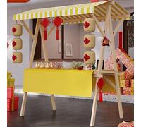 Puesto de mercado, carrito de comida, expositor de madera para puesto de mercado con toldo, carrito de comida para la calle, puesto de concesión multifuncional para exteriores, ideal para mercados, fe