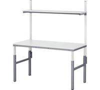 Puesto de trabajo modular, de altura regulable de forma manual entre 650 y 1000 mm RAU, mesa base con estante superior