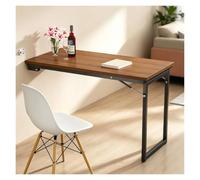 Puesto de Trabajo Plegable for Montaje en Pared, Madera Maciza | Mesa flotante y escritorio para ordenador, banco de trabajo para estudio, habitación, balcón, cocina y RV(Brown,47.2*23.6in)