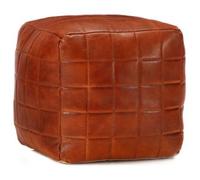 vidaXL Puf marrón 40x40x40 cm cuero auténtico de cabra