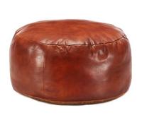Puf marrón 60x30 cm cuero auténtico de cabra