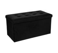 Atmosphera – Puff plegable doble 'Lysandre' – Negro efecto terciopelo 76x38 cm