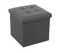 Puf plegable poliester gris oscuro almacenaje 38x38x38cm