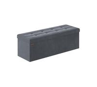 SONGMICS Puff Almacenaje, Baúl de Almacenaje Plegable, 38 x 110 x 38 cm, Taburete Reposapiés, Banco de Cubo, Soporta hasta 300 kg, para Sala de Estar, Dormitorio, Entrada, Gris Pizarra LSF277G01