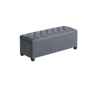 SONGMICS Puff Almacenaje, Baúl con Patas, 40 x 110 x 40 cm, Banco de Pie de Cama, Banco Almacenaje, Soporta hasta 300 kg, para Sala de Estar, Dormitorio, Entrada, Gris Pizarra/ Rosa Jalea/Blanco Crema