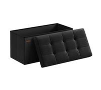 SONGMICS Mazie Colección - Puff Almacenaje, Baúl Plegable, 76 cm Taburete Reposapiés, Banco de Cubo, Soporta hasta 300 kg, para Sala de Estar, Dormitorio, Entrada, Negro Tinta LSF047B01