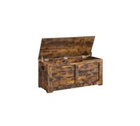 VASAGLE Puff Almacenaje, Banco Almacenaje con 2 Bisagras de Seguridad, Banco Zapatero, Estilo de Campo, 40 x 100 x 46 cm, para Pasillo Dormitorio Salón, Marrón Rústico LSB061T01