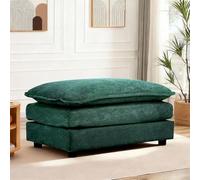 Puff chenilla verde con cojines dobles, accesorio para sillón individual | Tejido suave, resistente y transpirable, incluye cojines y reposabrazos. Ideal para salón, dormitorio y apartamento.