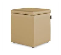 Puff cubo arcón polipiel beige pack 2 unidades happers