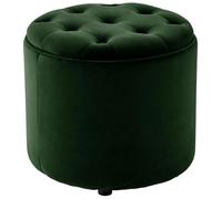 Puff De Almacenaje Redondo Pantin I Otomana De Salón Tapizada En Terciopelo I Taburete Reposapiés De Almacenamiento I Color:, Color:Verde Claro