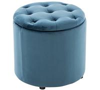 CLP Trading GmbH – Puff Pantin Otomana redonda tapizada en terciopelo 44x44x42 cm Azul