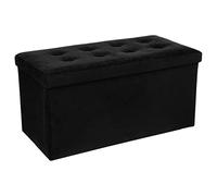 Atmosphera – Puff plegable doble 'Lysandre' – Negro efecto terciopelo 76x38 cm