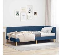 PUGYNBK Estructura de cama esquinera con colchón, paquete de 2 unidades, azul, moderno hit para dormitorio, con cabecero montado en la pared y soporte de múltiples zonas para comodidad ortopédica